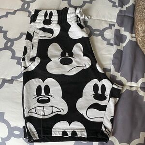 Disney Black & White Mickey Mouse Print Jogging Shorts with Pockets